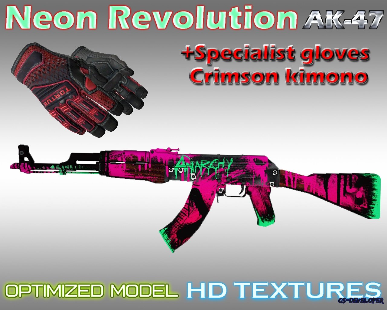 Модель «AK-47 Неоновая Революция» для CS 1.6